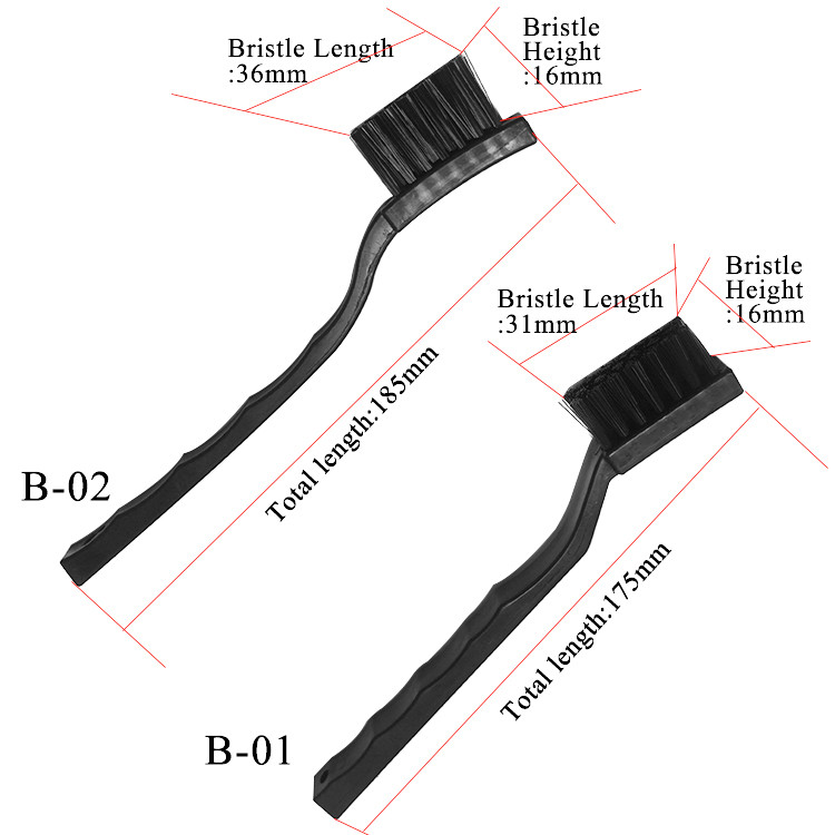 Black Nylon Fiber ESD Antistatic Brushes For Industrial