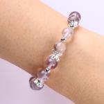 Handmade DIY Lavender Azeztulite Natural Stone Bead Bracelet For Gift