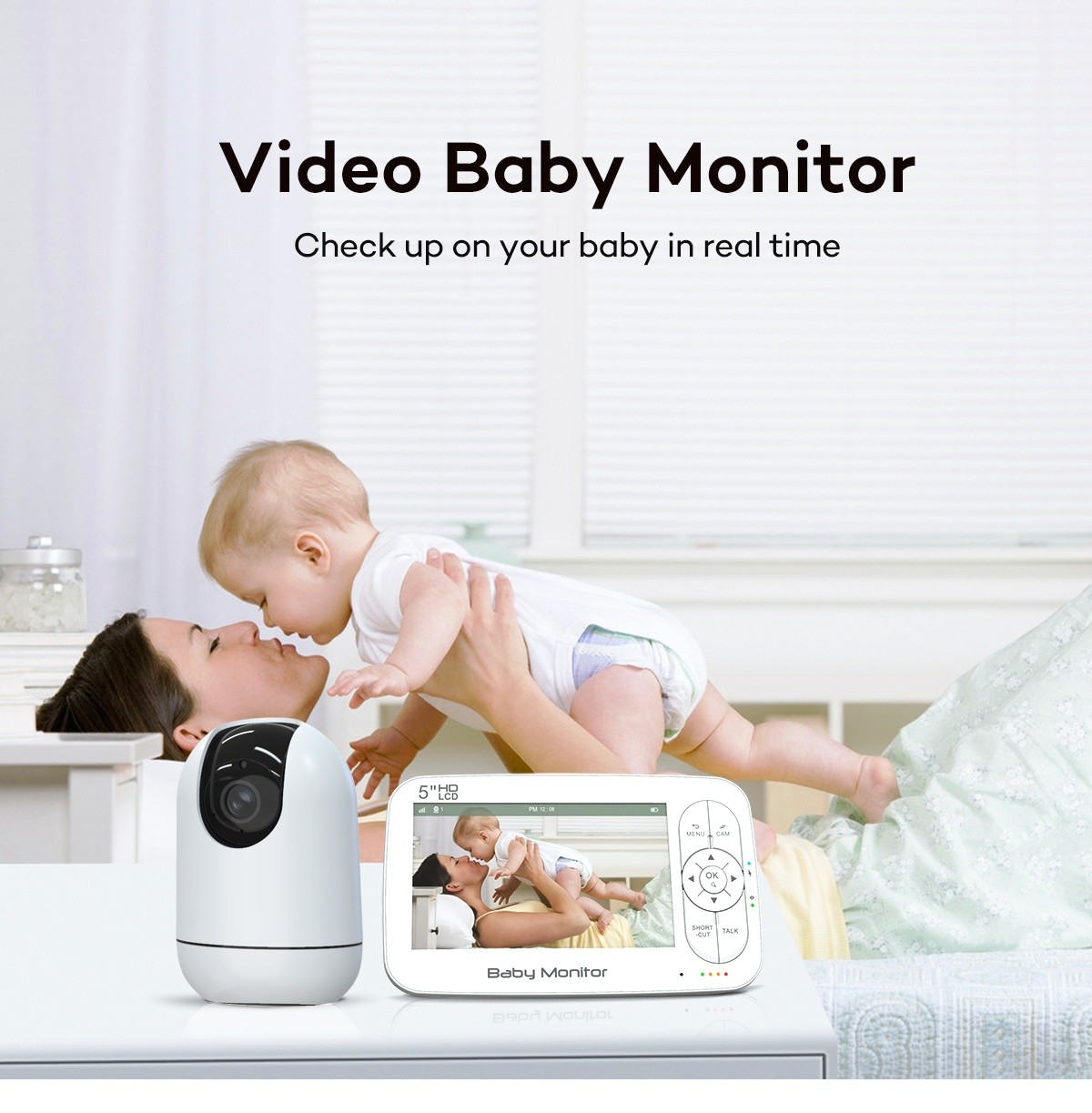 5 Inch Full HD Smart Baby Monitor with Night Vision and Two-Way Audio