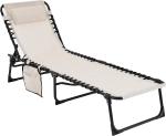 Patio Chaise Lounge Chair for Outdoor with Detachable Pocket and Pillow,