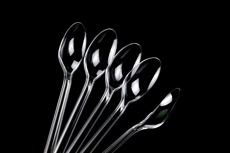 ladle 18.5 cm long disposable plastic spoons aslo as stirring rod clear color