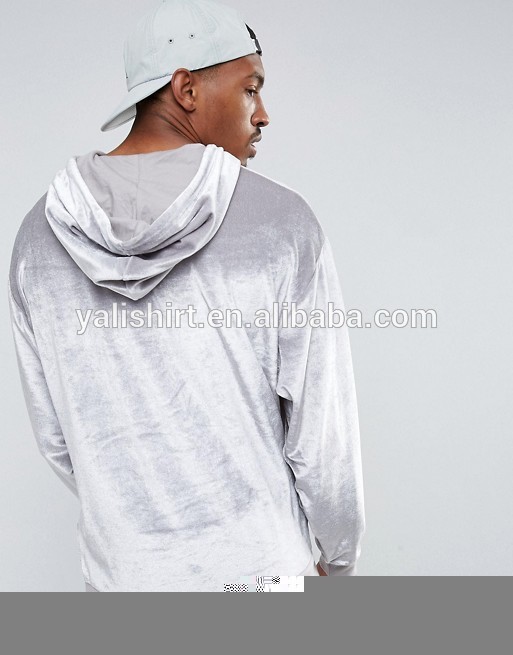 Custom Logo Soft Oversized Drop Shoulder Hoodie , Plus Size Velour Hoodie For Men
