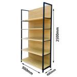 Wooden Grain Shop Gondola Shelving Medium Duty 4 Column Shelves