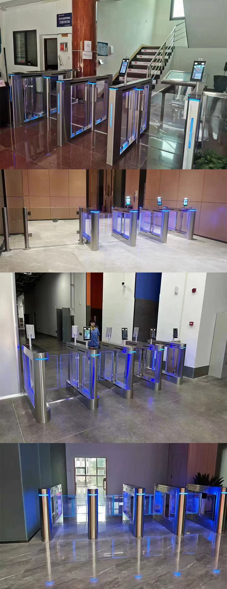 Automatic Revolving Pedestrian Access Security Gate Electric Vertical Swing Flap Barrier Turnstile