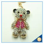 3D Teddy Bear Cute Cartoon Rhinestone Animal Shape Key Chain for Valentine's Day