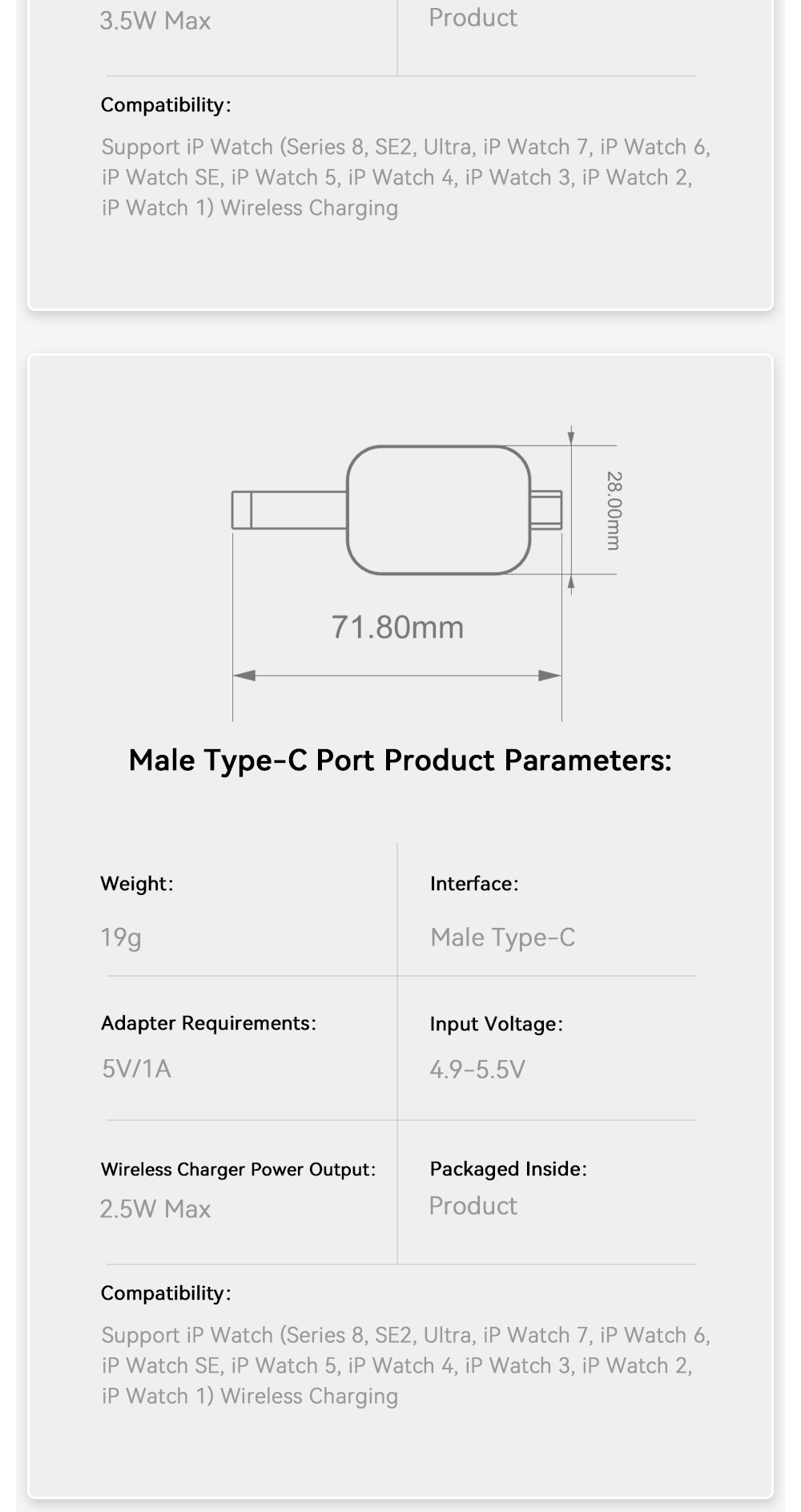 Mini Portable Desktop Magnetic Wireless Watch Charger 15W For Ip