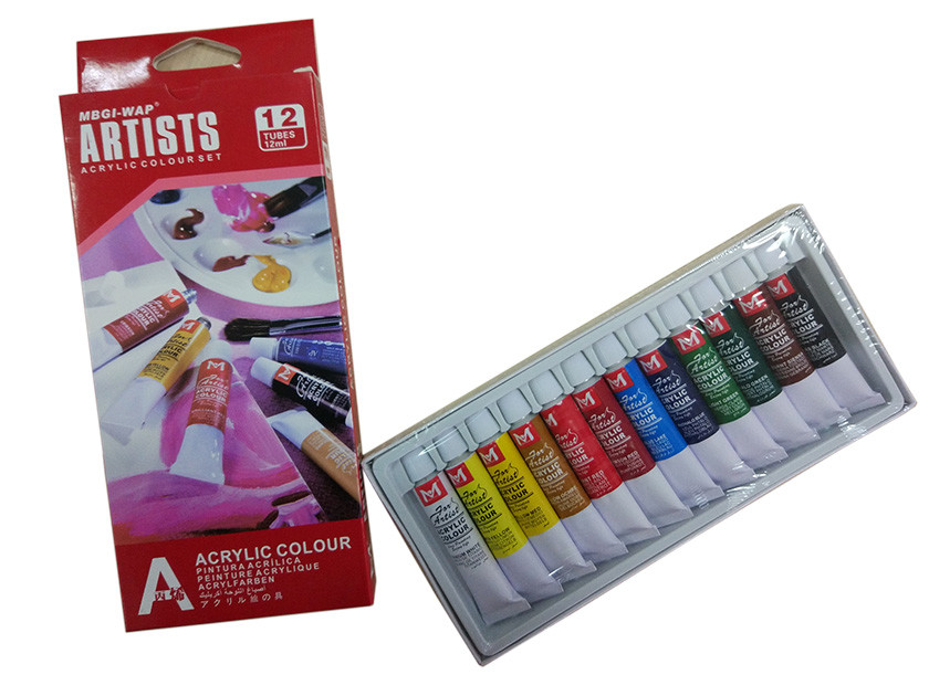 Free Combination Color Art Painting Colours Acrylic Color Set 12 X 12ml / 24 X 12ml Tubes