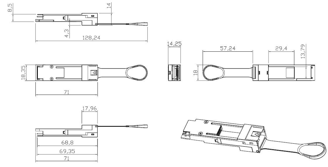 SFP+ Adapter QSFP+ Transceiver QSA Module 40G QSFP Breakout To 10G SFP+ Cage Only