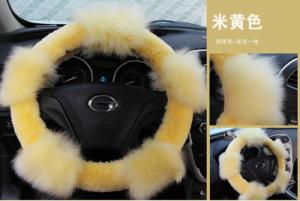 Wholesale Yellow Fluffy Sheepskin Steering Wheel Cover 10 inch from china suppliers