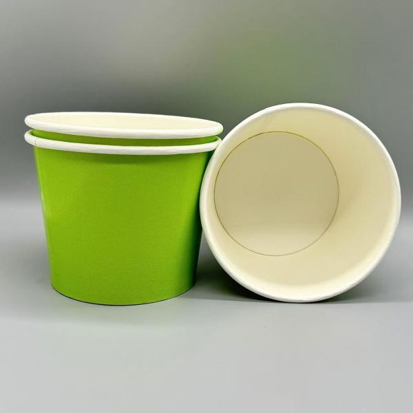 Factory price food grade paper ice cream green ice cream round cup PET round lid