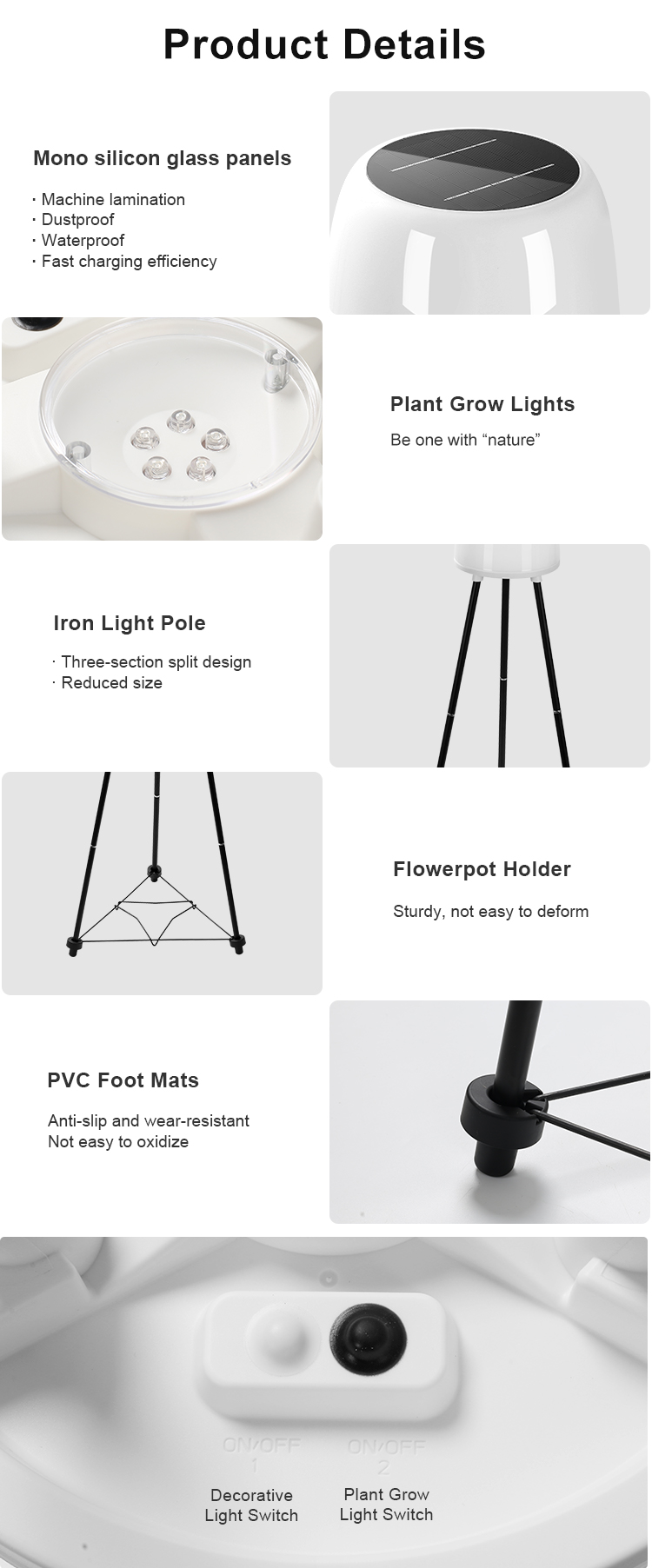 IP54 Decorative Outdoor Solar Patio Floor Light 3500K Deck Yard Garden Porch