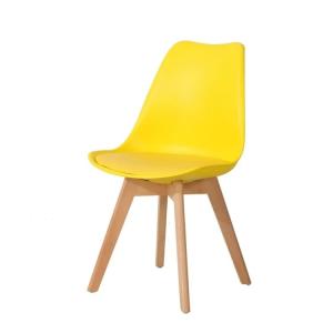 Wholesale Yellow Upholstered Leather Dining Chairs PP Plastic Modern Dining Chairs With Wood Legs from china suppliers