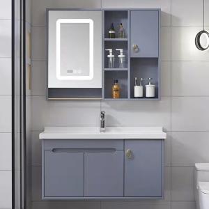 Wholesale Hotel Floating Wall Mounted Solid Oak Wood Bathroom Vanity With Mirror Wash Basin from china suppliers