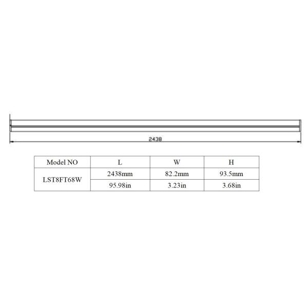 4680 Lumens 68W 130LM/W 277V 8FT High Bay Linear LED Lights
