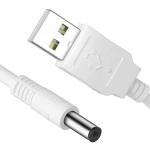 White 1M 5V USB 2.0 A Male To DC Barrel Jack 5.5X2.1mm Power Charger Cable