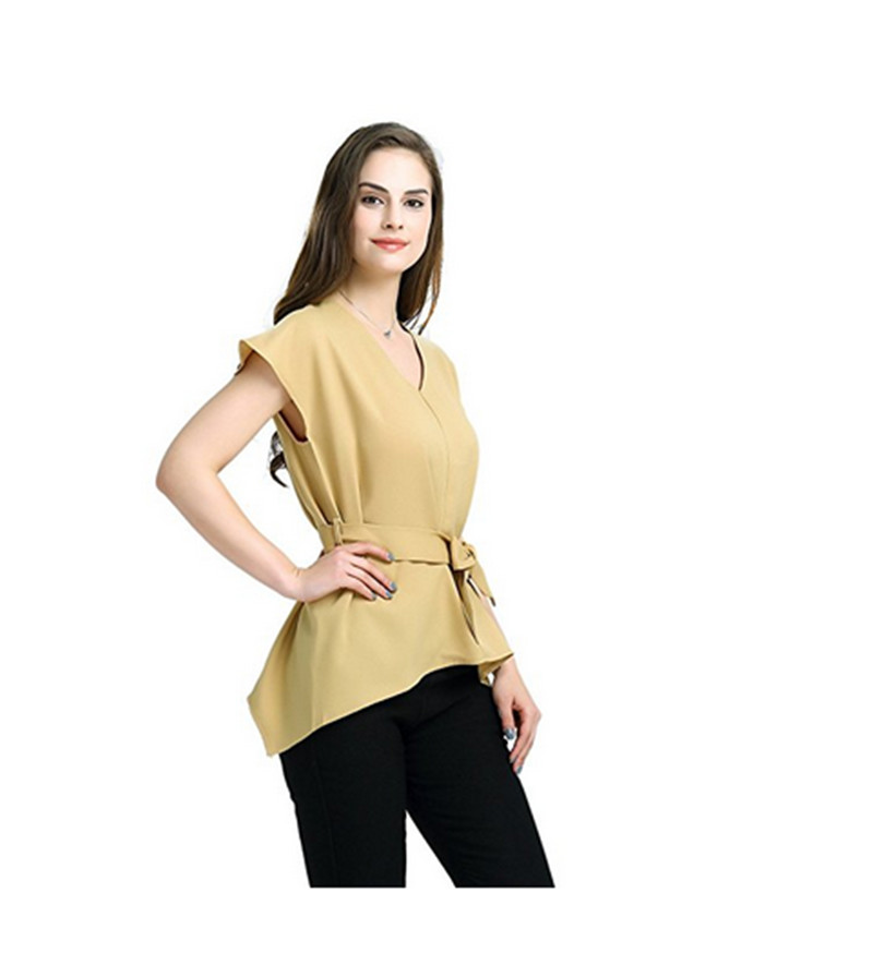 Newest Design Women Blouse With Belt Hot Sale