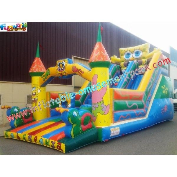 Cute Spongebob Commercial Inflatable Slide , Inflatable Bouncer Castle Slide For Children