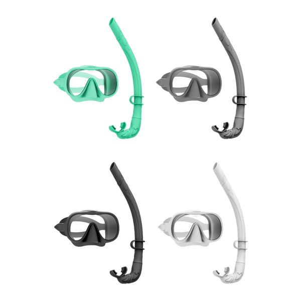 Single Tempered Glass Silicone Dry Snorkel Mask and Snorkeling Set for Adult in