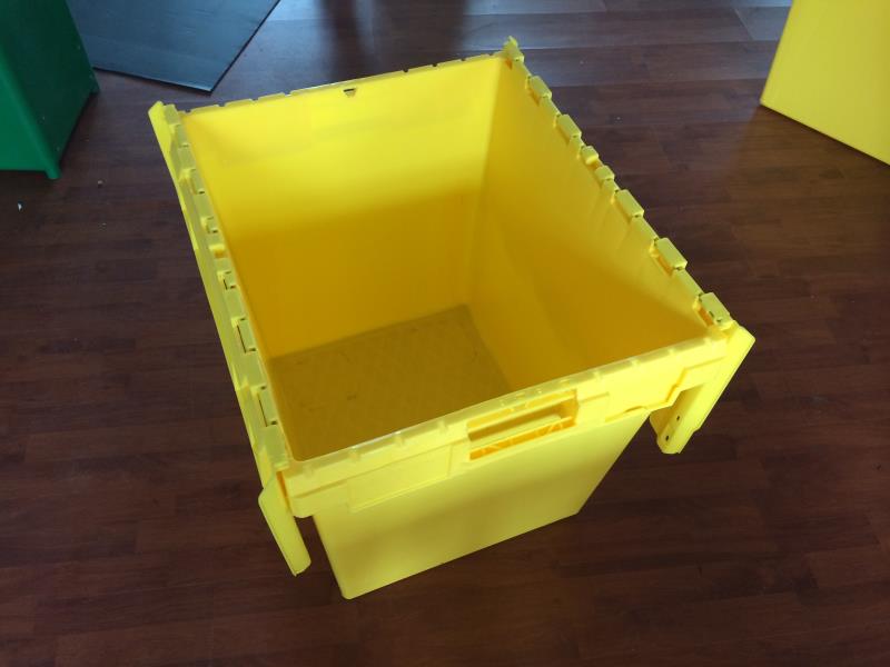 Big plastic nested and stacked storage boxes and bins