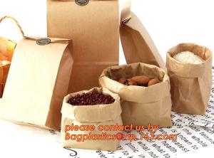 China 70g food grade brown kraft paper bag with customized logo printing, Pinch Bottom Paper Bag, Greaseproof Paper Bag with L on sale