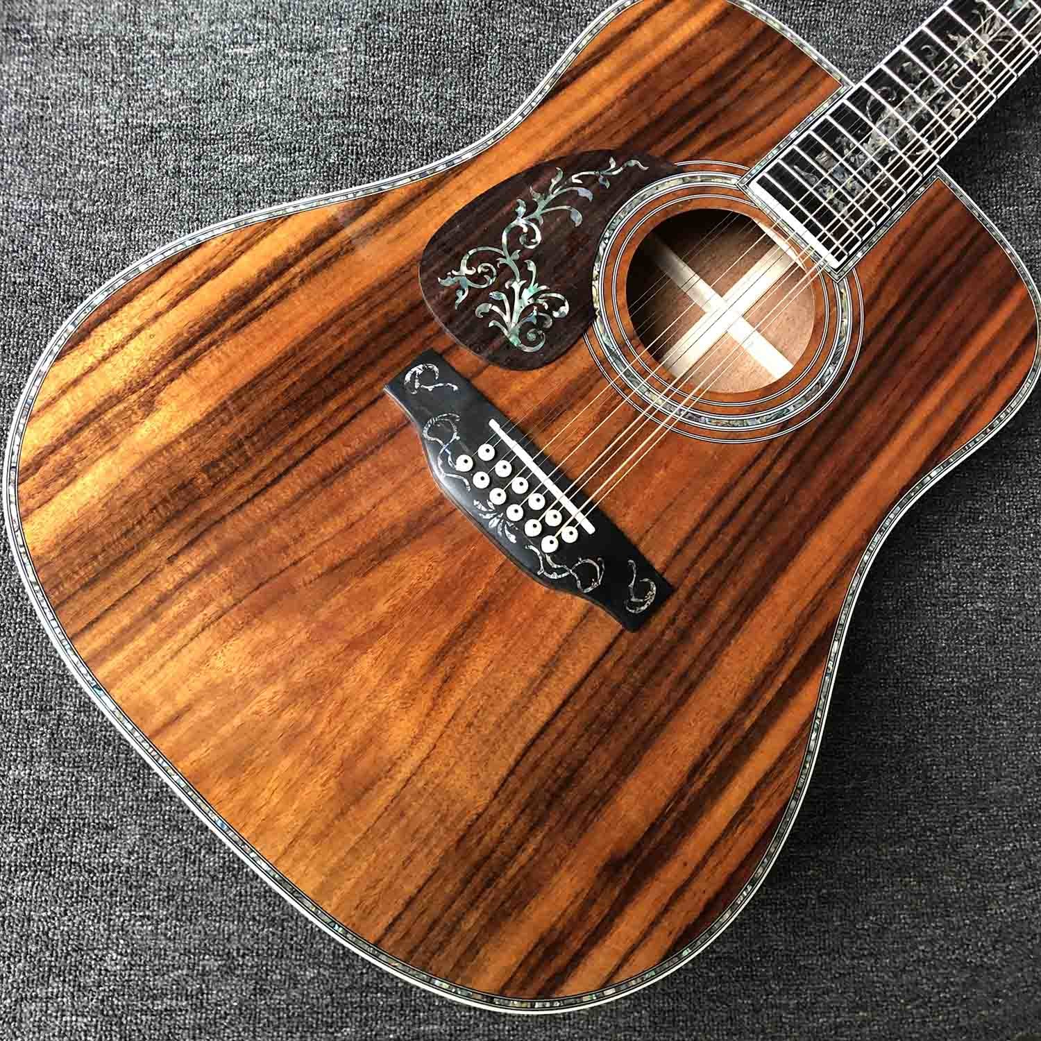 Custom KOA 12 Strings Left Handed KOA Wood Acoustic Guitar