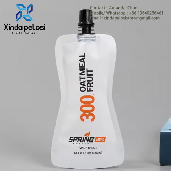 Custom Printed Logo Bottle Shape Packing Stand Bag For Drink Beverage Juice