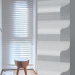 Eco Friendly Electric Cordless Curtain Blinds Shangrila Striped Sheer Automatic