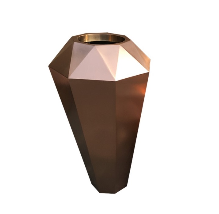 Rose gold matte metal decorative plant pot flower box