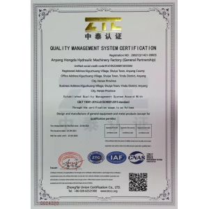 Anyang Hongda Hydraulic Machinery Co., Ltd. Certifications