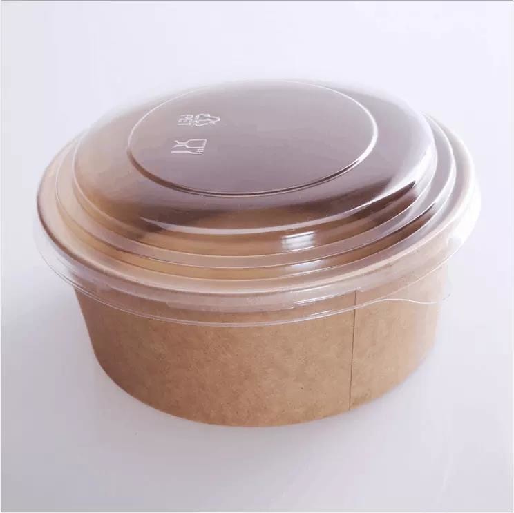 750ml 1000ml Disposable Paper Bowl With Clear PET Lid Take Away Containers