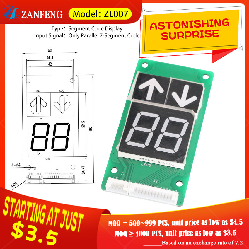 Elevator Parts Supplier Customized 7 Segment Red Color LED Display Panel Elevator Lcd Display