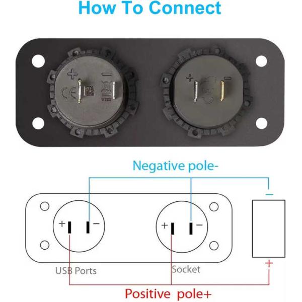 Dual QC3.0 36W USB ABS PC Aluminium Car Charger Socket Waterproof