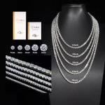 Hip Hop Moissanite Tennis Chain 925 Sterling Silver Moissanite Tennis Necklace