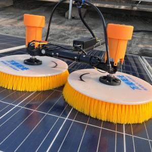 Wholesale Double Disc Rolling Solar Panel Water Fed Washing Rotary Brush Cleaning Telescopic Pole from china suppliers
