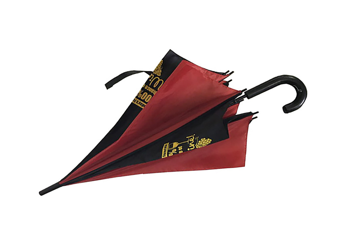 Advertising Auto Open Stick Umbrella J Hook Plastic Handle Black With Red