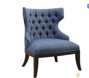Wholesale ODM Wooden Navy Blue Fabric Upholstery Chair Solid Wood Legs ISO18001 Approved from china suppliers