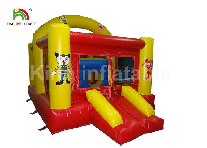 Fire Retardant Red Inflatable Castle Trampoline With Slide For Children Party Rental