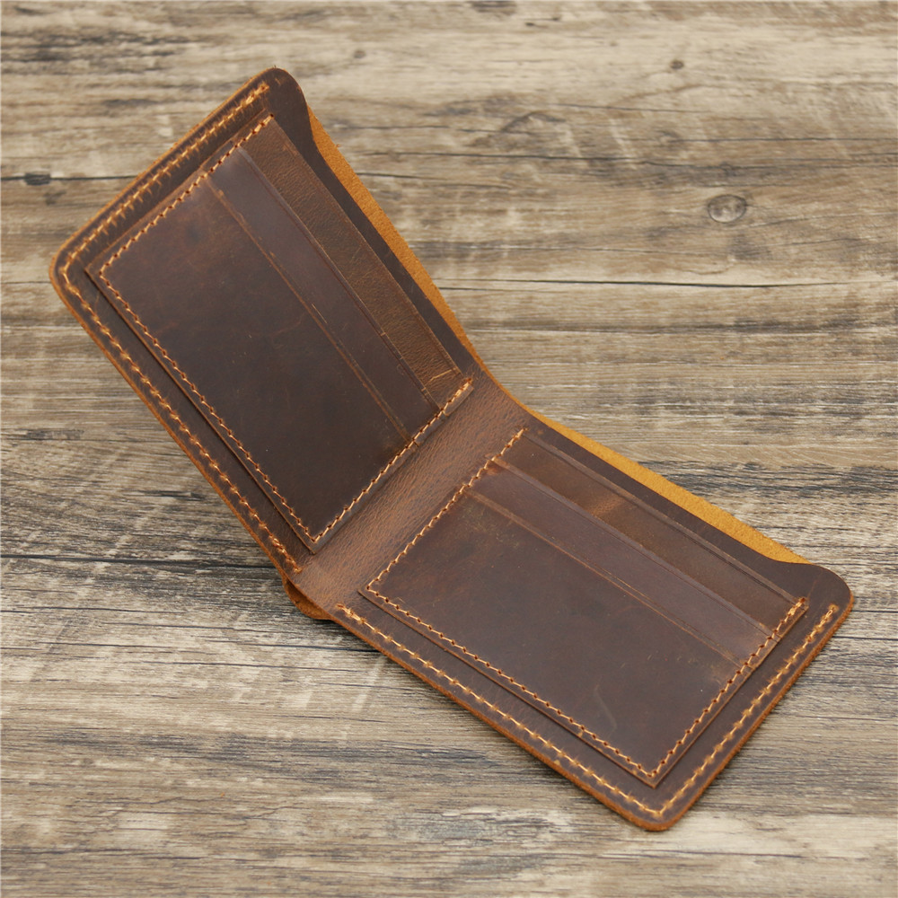 Custom Logo Crazy Horse Wallet For Men Bifold Leather Wallet with Others Pattern Type