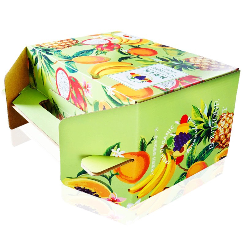 OEM ODM Logo Triple Wall Corrugated Boxes With Handle Fruit Packing