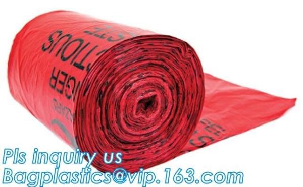 Large Capacity Red Biohazardous Disposal Medical Waste Plastic Trash Bags on