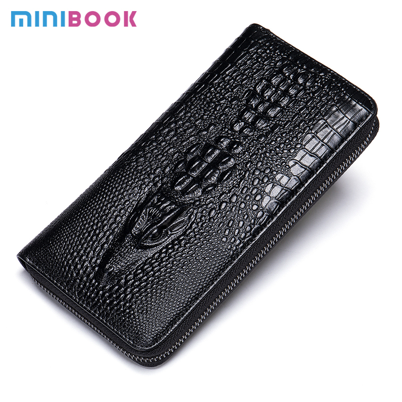 Minibook Credit Leather Wallet with Long Zipper Luxury Handbags