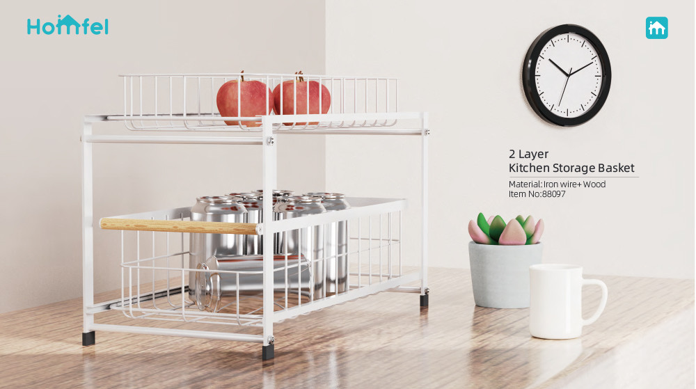 Support Room Space Selection Modern Decorative Metal Table Organizer with Wood Handle