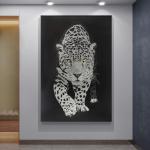 Modern Animal Leopard Wall Painting Crystal Porcelain Wall Art Custom Designs