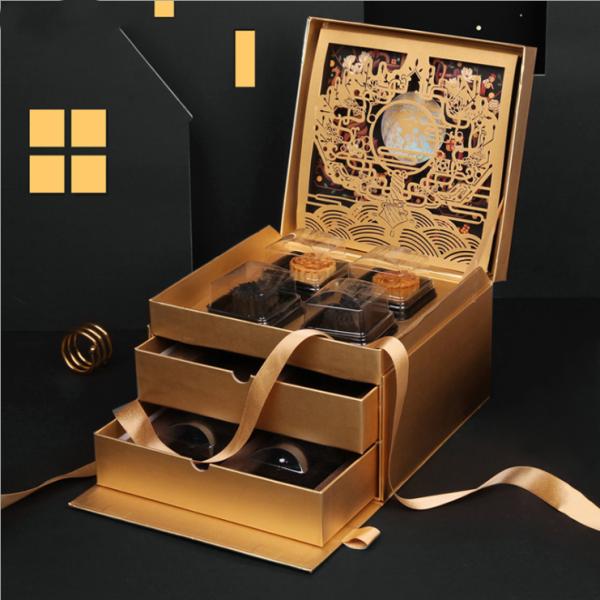 Custom Logo Ivory Paper Sweet Box Luxury Style Moon Cake For Gift