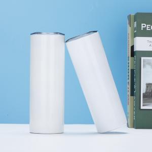 Wholesale Skinny 20 OZ Straight Stainless Steel White Tumbler With Metal Straw For Heat Press Machine Printing from china suppliers