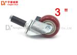 3 / 4 Inch Grip Stem Caster Wheel Black Polyurethane Without Brake