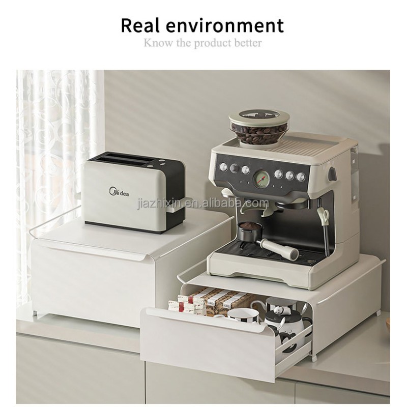 2 Tier Metal Handle Portable Capsule Drawer Organize Box Stackable Vertus Coffee Machine Stand Pull-out Mug Cup Storage Holder