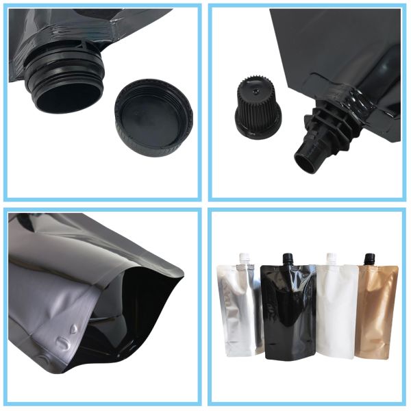 Plastic Spout Pouch Bolsas Para Jugos Liquidos Shampoo Pouch Flexible Packaging Bag Liquid Pouch Black