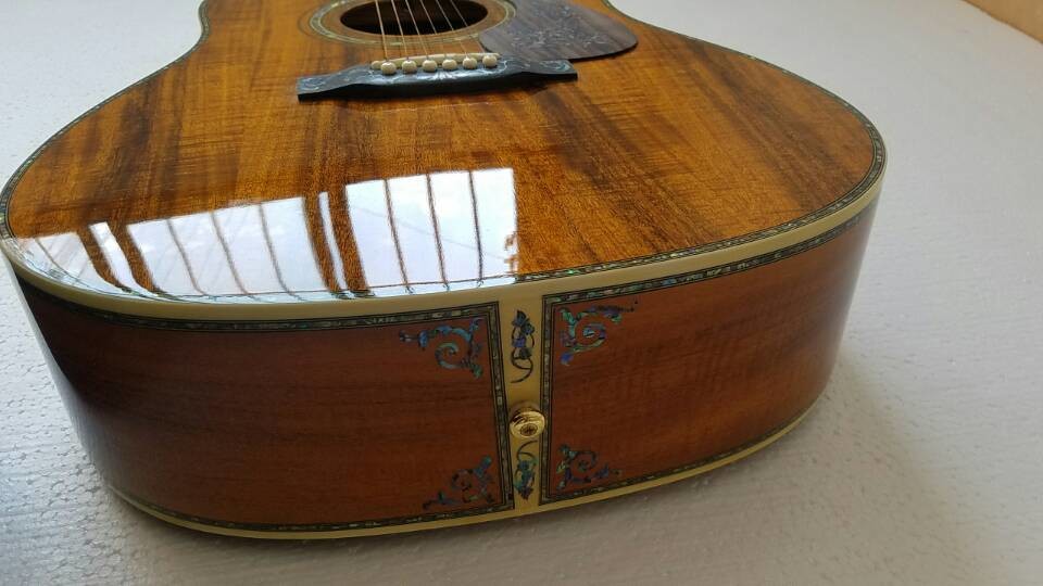 Real Abalone Inlay 41 Inch Koa Wood Round Body Classic Acoustic Guitar Free Shipping