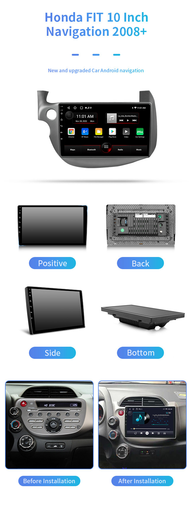 4-Core For Honda FIT 2008+Full Touch Screen Car Computer Bluetooth Car Navigation